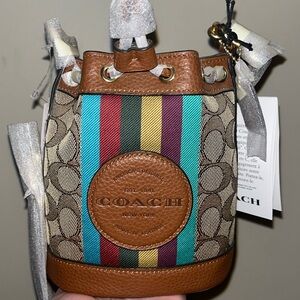 Coach Multi-color and khaki Bucket Bag NWT